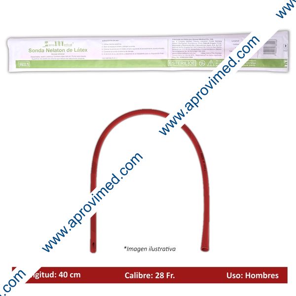 SONDA NÉLATON de LÁTEX (SensiMedical) Long. 40cm. Cal. 28 Fr. c/1 Pza.