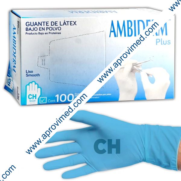 AMBIDERM Plus GUANTE LTX EXPLORACIÓN AZUL No Estéril CH. c/100 Pzs.