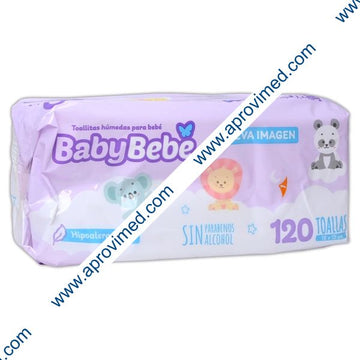 BABY BEBÉ Toallitas Húmedas 18x15cm. Paq. c/120 Pzs.