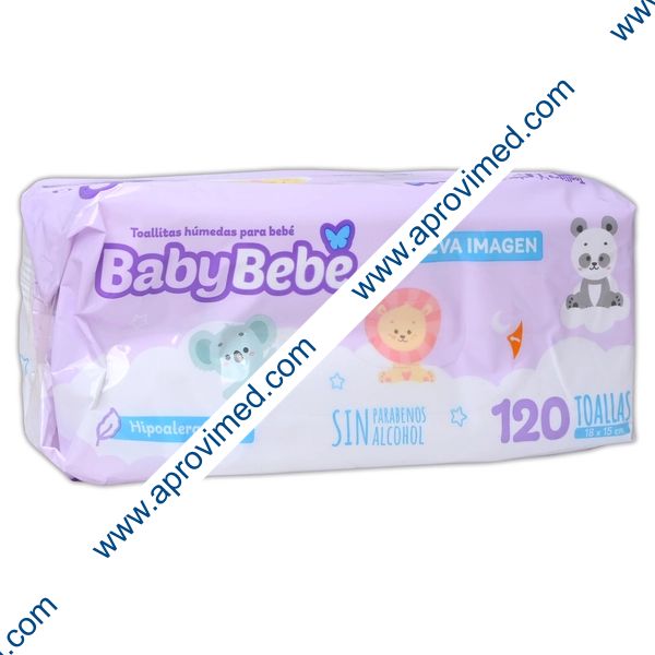 BABY BEBÉ Toallitas Húmedas 18x15cm. Paq. c/120 Pzs.
