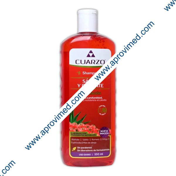 SHAMPOO SÁBILA Y JITOMATE (Cuarzo) Fco. 550 ML.