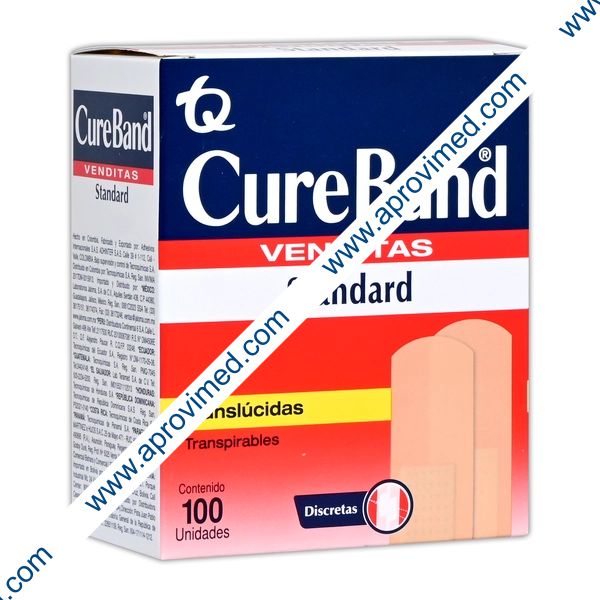 CUREBAND VENDITAS REGULARES Col. Traslúcido 19x76mm. Cja. c/100 Pzs.