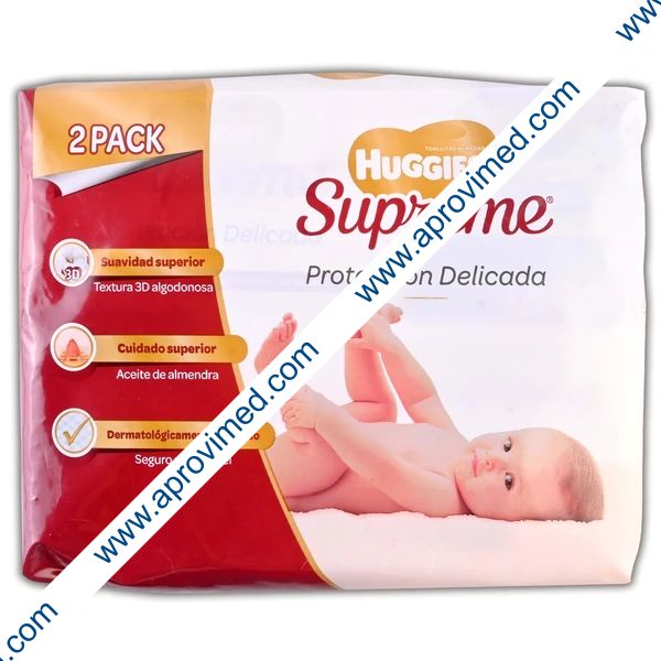 HUGGIES SUPREME Toallitas Húmedas Paq. c/80 Pzs. (2 Pack).