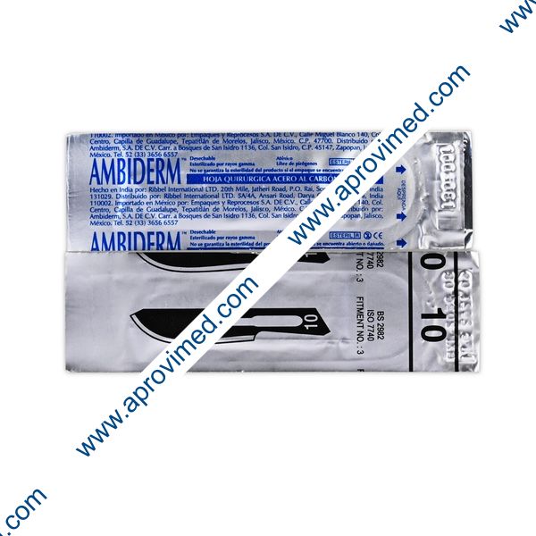HOJA PARA BISTURÍ Acero al Carbón (Ambiderm) No. 10 c/1 Pza.
