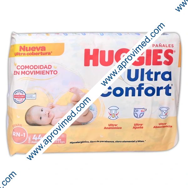 HUGGIES ULTRA CONFORT Unisex (Etapa RN1 / Hasta 5.5 Kg.) c/44 Pzs.