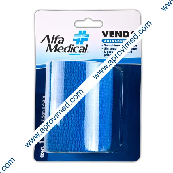 VENDA AUTOADHERIBLE (Alfa Medic) Col. Azul  7.5cm. (3") x 4.5m. Blister c/1 Pza.