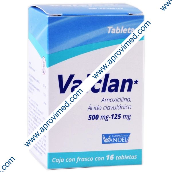 VALCLAN c/16 TABS. 500/125 MG.