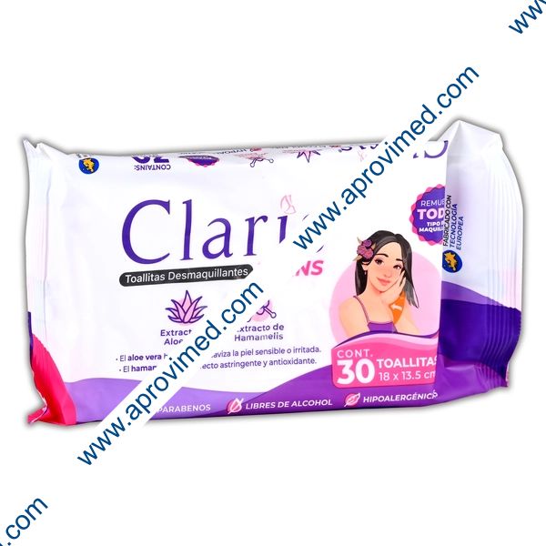 CLARIS TEENS TOALLAS DESMAQUILLANTES Paq. c/30 Pzs.