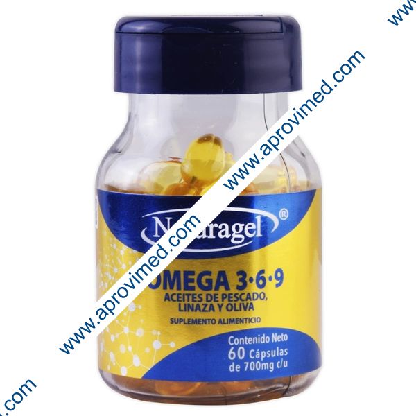 OMEGA 3-6-9 ACEITES DE PESCADO, LINAZA y OLIVA (Naturagel) c/60 CAPS. 700 MG.