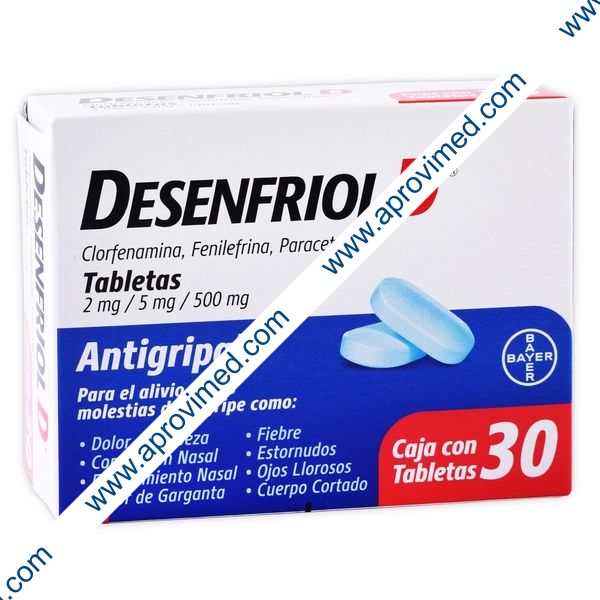 DESENFRIOL-D c/30 TABS. 2/5/500 MG.