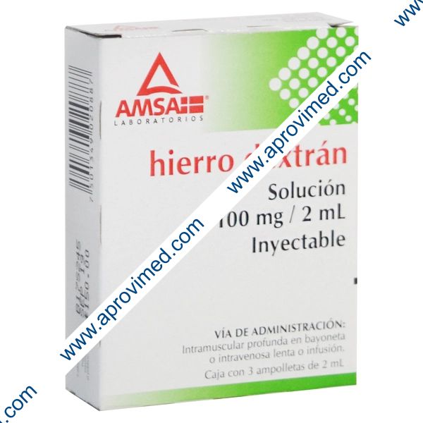 HIERRO DEXTRÁN (Amsa) Sol. Iny. c/3 AMPTAS. 100 MG/2 ML.