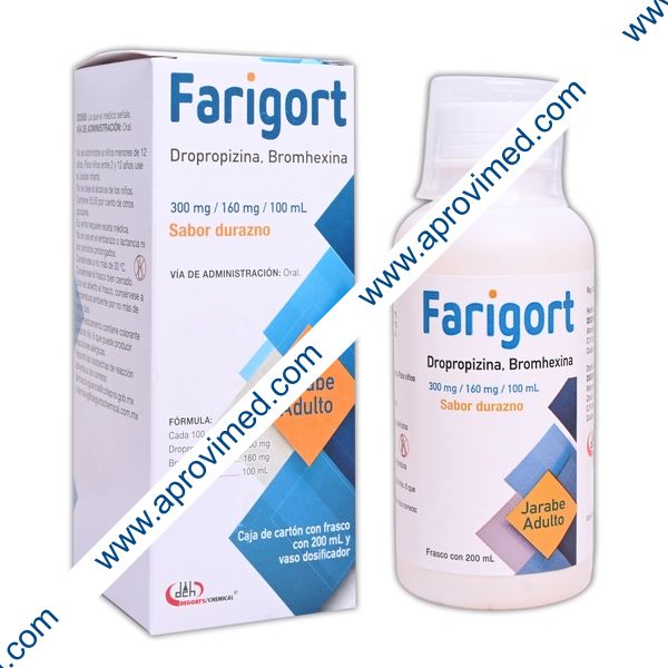FARIGORT JBE. ADULTO Sab. Durazno Fco. 200 ML. 300-160 MG/100 ML.