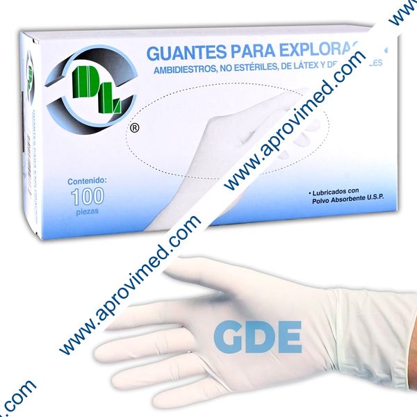 GUANTE LÁTEX EXPLORACIÓN No Estéril (DL) GDE. c/100 Pzs.