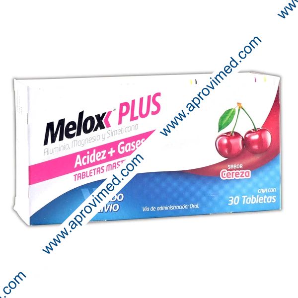 MELOX PLUS c/30 TABS. MASTICABLES Sab. Cereza 200/200/25 MG.