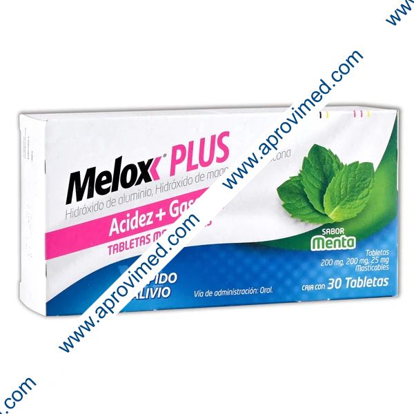 MELOX PLUS c/30 TABS. MASTICABLES Sab. Menta 200/200/25 MG.