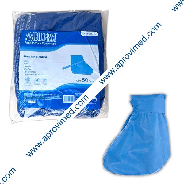 BOTA CIRUJANO SIN PLANTILLA (Ambiderm) Unitalla Col. Azul Paq. c/50 Pzs.