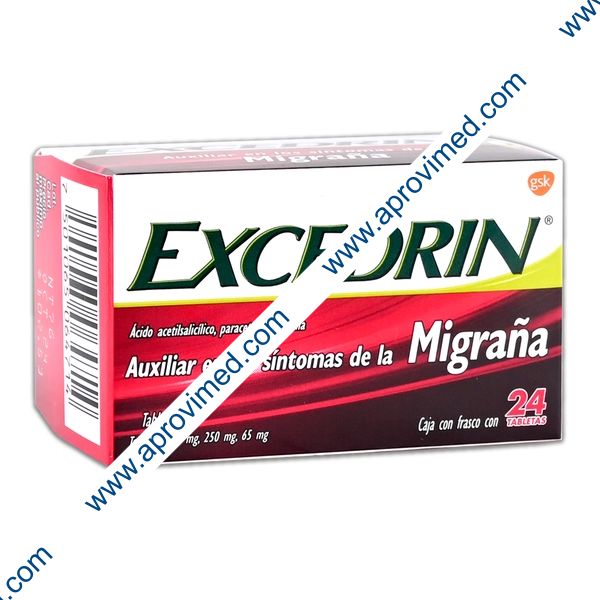 EXCEDRIN MIGRAÑA c/24 TABS 250/250/65 MG.