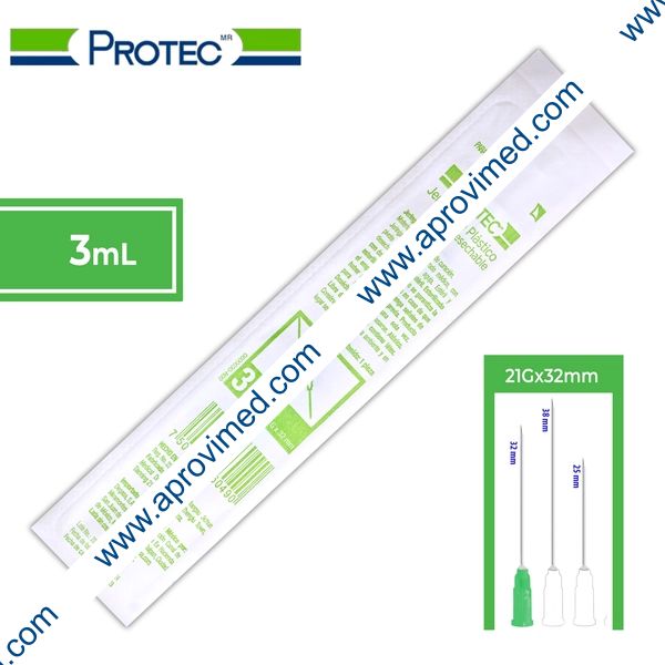 JERINGA  3 mL. (Protec) c/AGUJA 21Gx32mm. c/1 Pza.