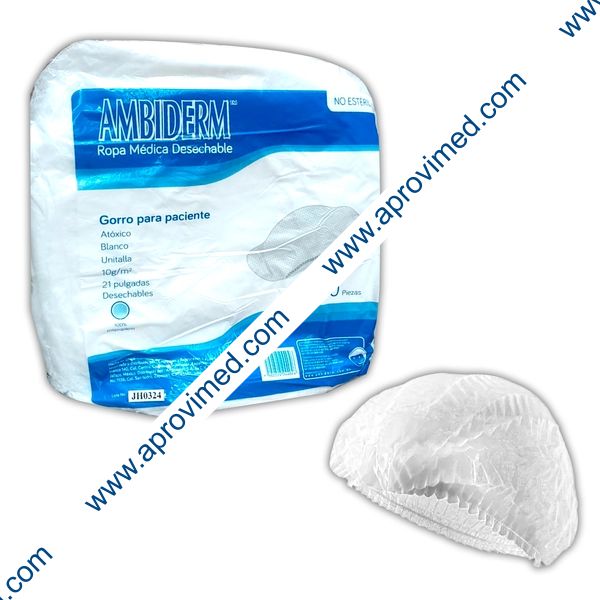 GORRO p/PACIENTE (Ambiderm) NO ESTÉRIL Col. Blanco BOLSA c/100 Pzs.