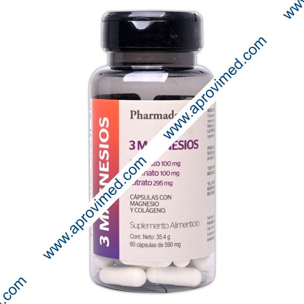 3 MAGNESIOS (Pharmadan) Fco. c/60 CAPS. 590 MG.