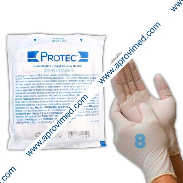 GUANTES LÁTEX CIRUGÍA Estéril (Protec) Talla 8 c/1 PAR.