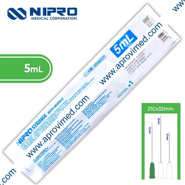 JERINGA  5 mL. (Nipro) c/AGUJA 21Gx32mm. c/1 Pza.