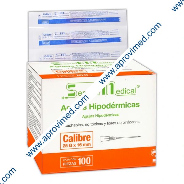 AGUJA HIPODERMICA (Sensimedical) 25Gx16mm. Cja. c/100 Pzs.