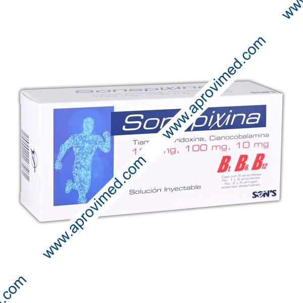 SONSPIXINA Sol. Iny. c/10 AMPTAS. (1-2) 100-100-10 MG/2 ML. y 5 Jeringas.