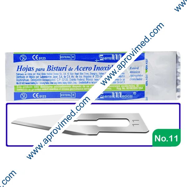 HOJA PARA BISTURÍ Acero Inoxidable (SensiMedical) No. 11 c/1 Pza.
