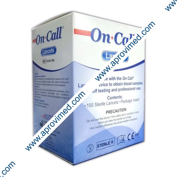 ON-CALL LANCETAS p/GLUCÓMETRO 30G (0.30mm) c/100 Pzs.