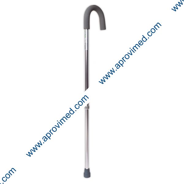 BASTÓN DE ALUMINIO Mango Curvo (Mobicare) Col. Plata.