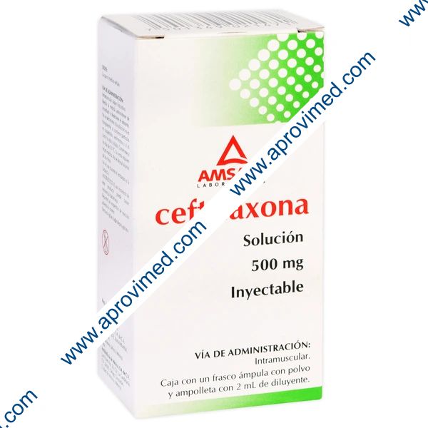 CEFTRIAXONA (Amsa) I.M. Sol. Iny. c/1 FCO. AMP. 500 MG/2 ML.