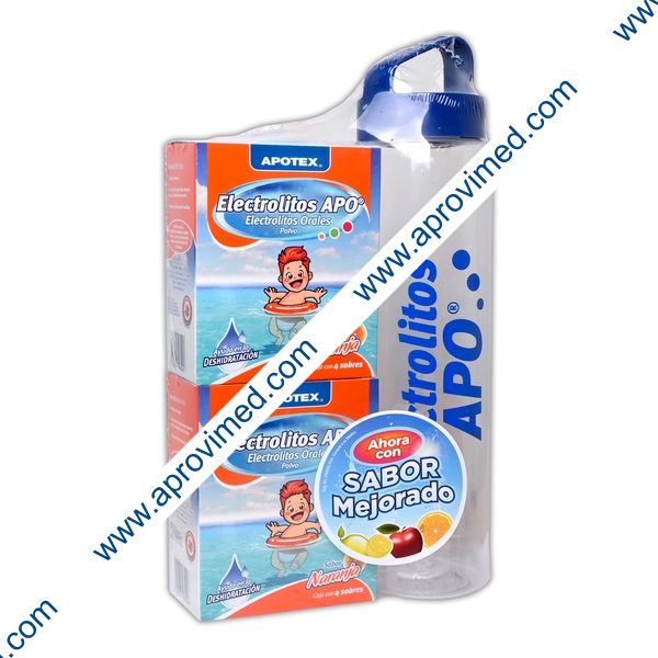 ELECTROLITOS APO POLVO Sab. NARANJA 2 Cjas. c/4 SOBS. 28.3 G.+TERMO PROMO.