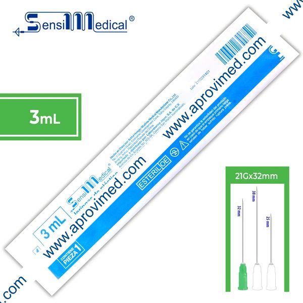 JERINGA  3 mL. (SensiMedical) c/AGUJA 21Gx32mm. c/1 Pza.