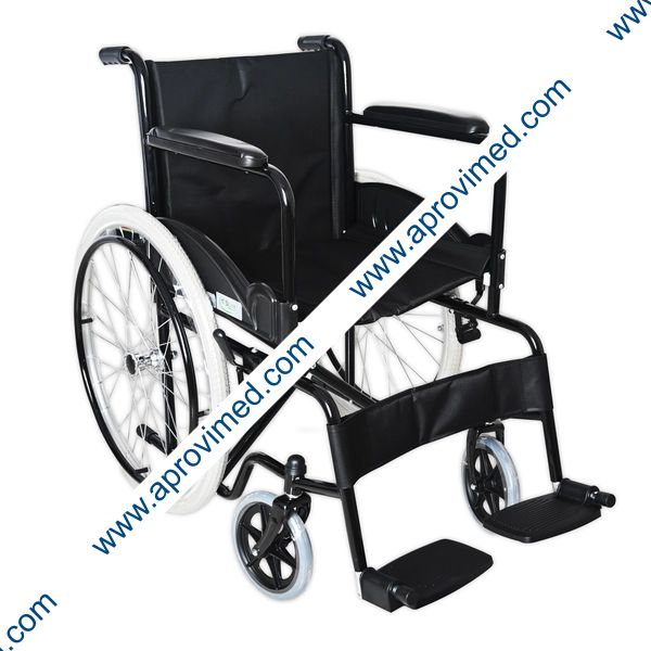 SILLA DE RUEDAS de ACERO Color Negro 24" NEUMÁTICA