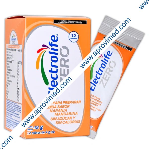 ELECTROLIFE ZERO Bebida Hidratante PVO. SAB. NJA-MANDARINA Cja. c/12 SOBS. 4 G.