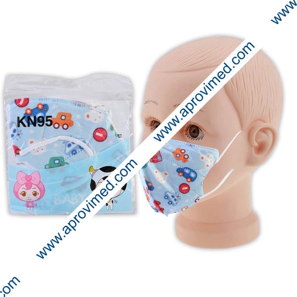 MASCARA PROTECTORA INFANTIL KN95 Col. Azul c/Figuras BOLSA c/1 Pza.