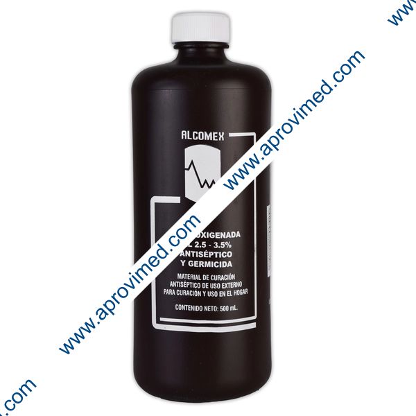 AGUA OXIGENADA (Alcomex) SOLUCIÓN al 2.5-3.5%  Fco. 500 ML.