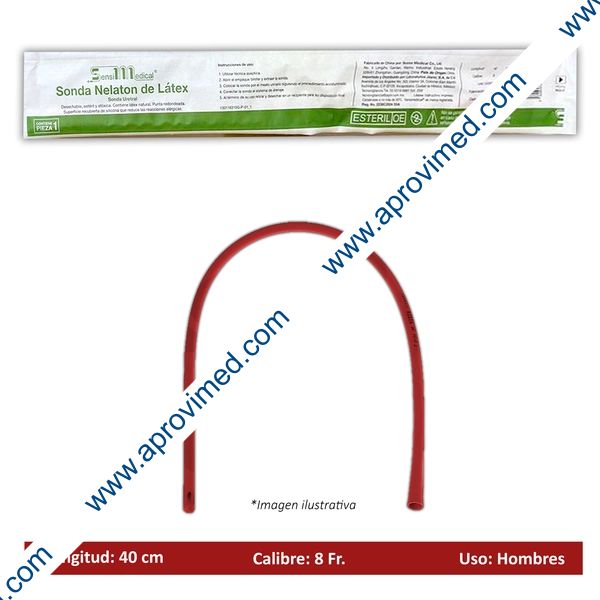 SONDA NÉLATON de LÁTEX (SensiMedical) Long. 40cm. Cal.  8 Fr. c/1 Pza.