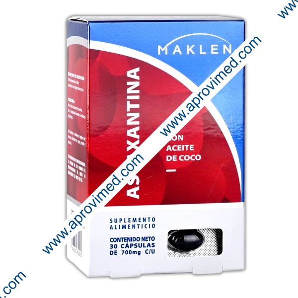ASTAXANTINA Con ACEITE DE COCO (Maklen) c/30 CAPS. 700 MG.