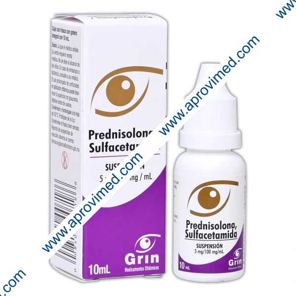 PREDNISOLONA/SULFACETAMIDA (Grin) Susp. Oft. Fco. Gotero 10 ML. 4.5-100 MG/1 ML.