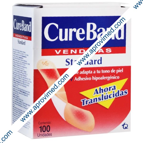 CURE BAND VENDITAS Traslúcidas 19x76mm. Caja c/100 Pzs.