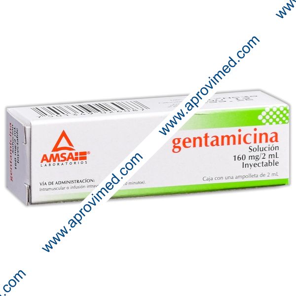GENTAMICINA (Amsa) Sol. Iny. c/1 AMPTA. 160 MG/2 ML.