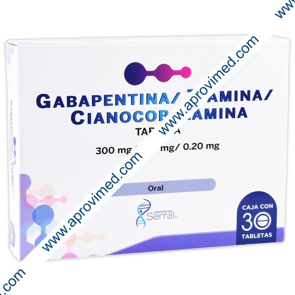 GABAPENTINA/TIAMINA/CIANOCOBALAMINA c/30 TABS. 300/100/0.20 MG.