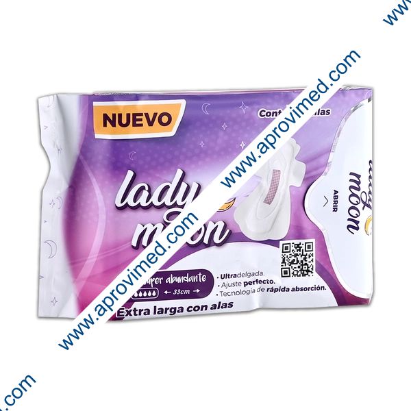 LADY MOON c/ALAS Flujo Super Abundante c/3 Toallas Ex-Largas.
