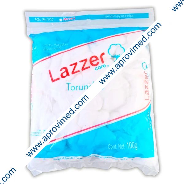 TORUNDAS de ALGODÓN ABSORBENTE (Lazzer Care) Bolsa c/100 G.