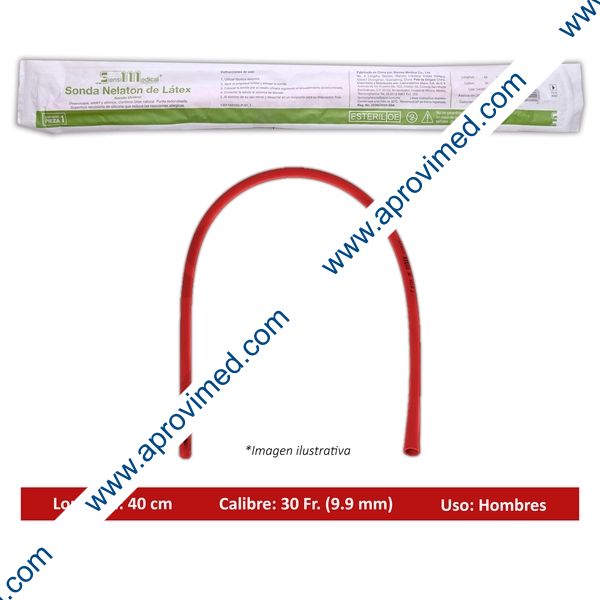 SONDA NELATON de LATEX (SensiMedical) Long. 40cm. Cal. 30 Fr. c/1 Pza.