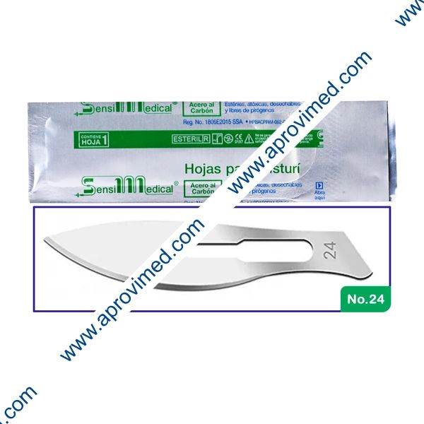 HOJA PARA BISTURÍ Acero al Carbón (SensiMedical) No. 24 c/1 Pza.
