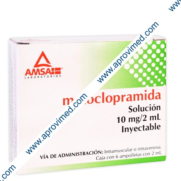 METOCLOPRAMIDA (Amsa) Sol. Iny. c/6 AMPTAS. 10 MG/2 ML.