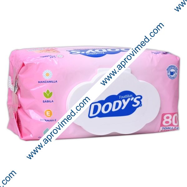 DODYS DERMO ACTIVE (Rosa) Toallitas Húmedas 18.2x16.2cm. Paq. c/ 80 Pzs.